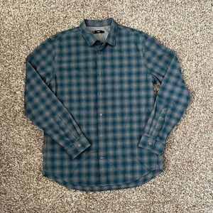 Vince Turqouis Gradient Grid Casual Long Sleeve Button Front Shirt
